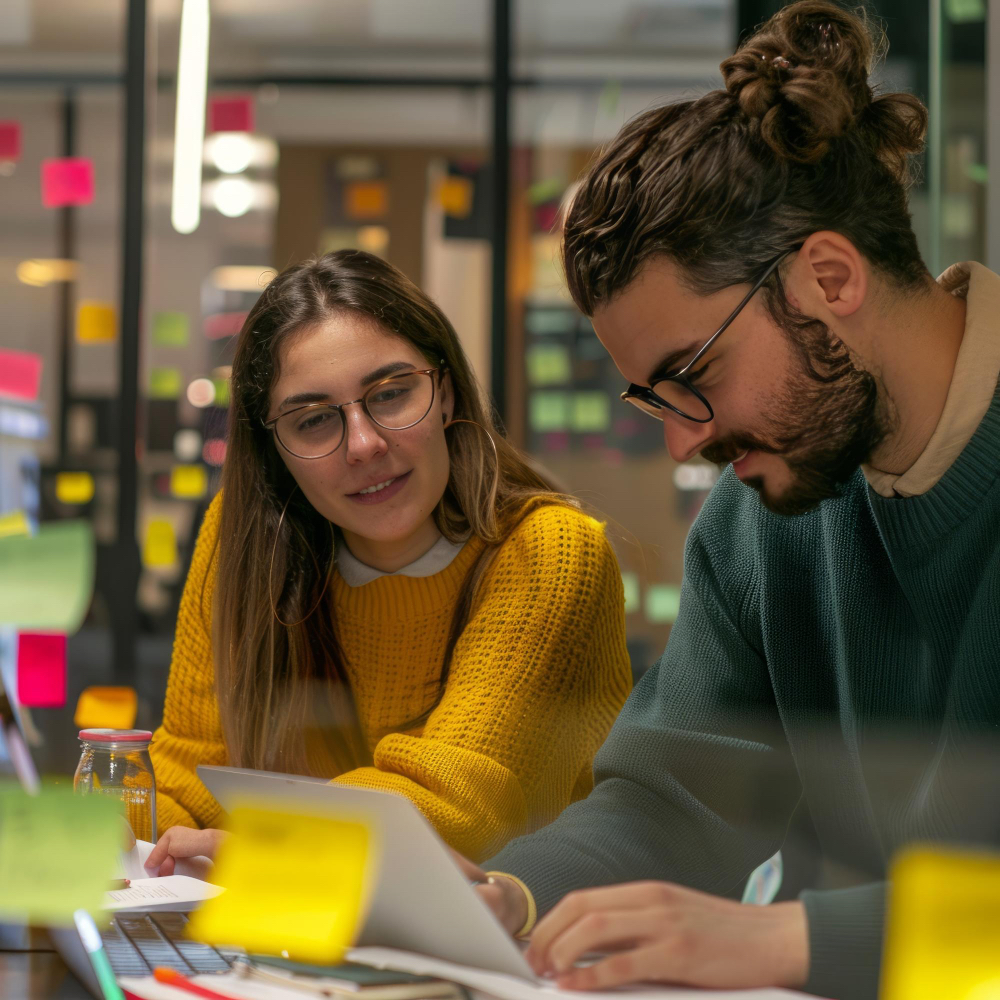 diseñadores creando publicidad